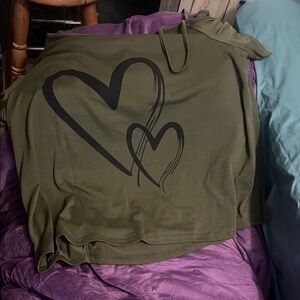 Olive Green Heart Print Blouse